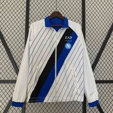 23-24 Napoli Reversible Windbreaker White&Blue Double-Sides Jacket