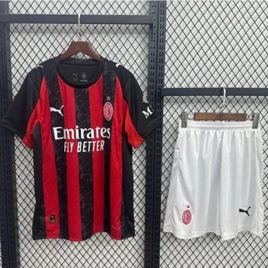 25-26 Kids AC Milan Home Kit Cheap Football Jersey Wholesale Yupoo