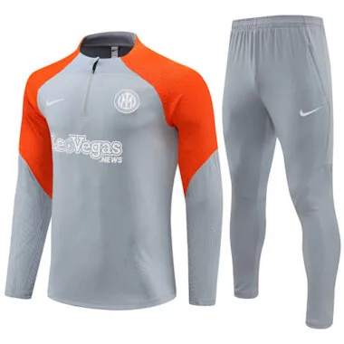 23-24 Inter Milan Long Sleeve Kits Grey Zipper Training Suits