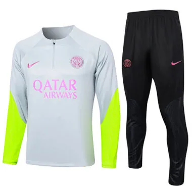 23-24 PSG Grey&ellow Training Suits Long Sleeve Zipper Tracksuits