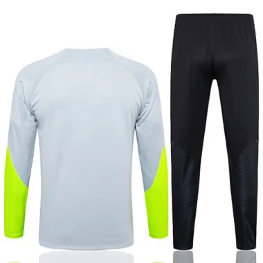 23-24 PSG Grey&ellow Training Suits Long Sleeve Zipper Tracksuits