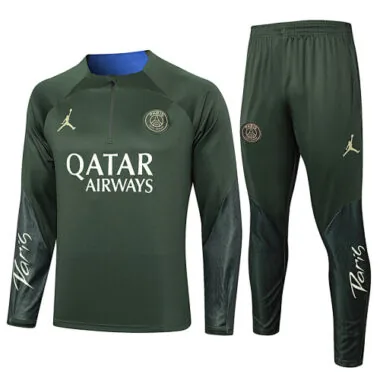 23-24 PSG Military Color Training Suits Long Sleeve Zipper Tracksuit