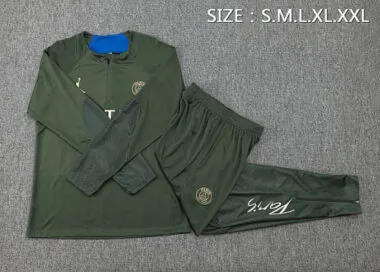 23-24 PSG Military Color Training Suits Long Sleeve Zipper Tracksuit