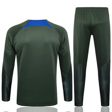 23-24 PSG Military Color Training Suits Long Sleeve Zipper Tracksuit