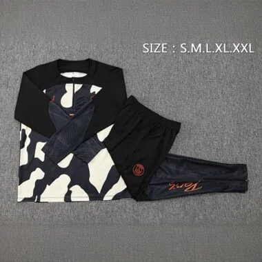 23-24 PSG Yellow and Black Camouflage Style Tracksuits Long Sleeve Kits