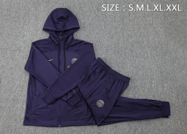 23-24 PSG Navy Hoodie Jacket Suits Long Sleeve Zipper Tracksuit Cheap Jerseys Yupoo