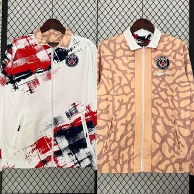 23-24 PSG Reversible Windbreaker White&Brown Double-Sides Jacket