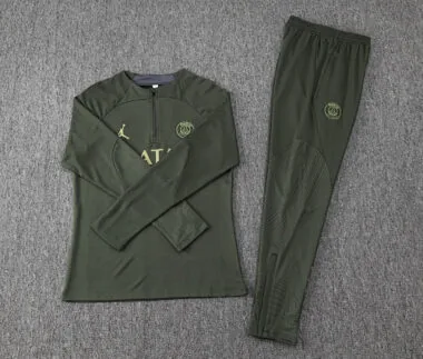 23-24 PSG Long Sleeve Tracksuit Green Training Suits