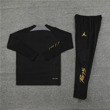 23-24 PSG Long Sleeve Tracksuit Black Training Suits