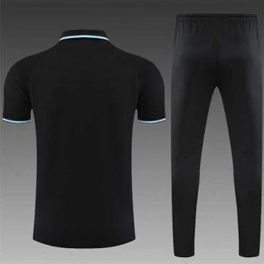 Polo Marseille black with grey-stripe