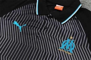 Polo Marseille black with grey-stripe