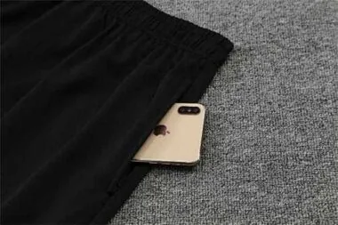 Polo Marseille black with grey-stripe