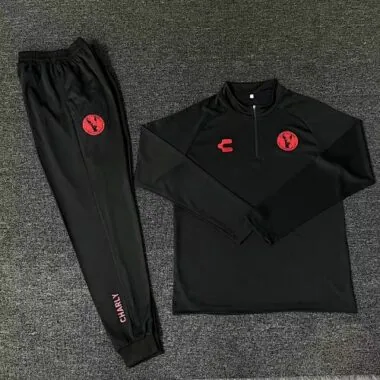 23-24 Tijuana Training Suits Black Xolos Long Sleeve Tracksuit