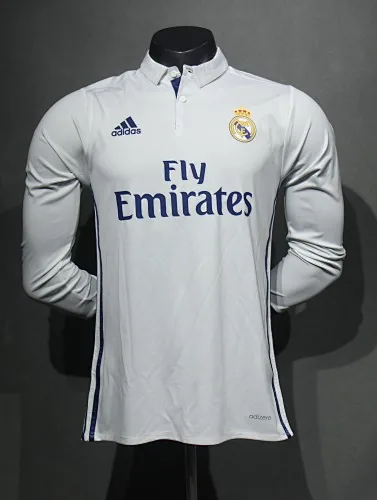 16-17 Retro Player Real Madrid Home Kit Long Sleeve Cheap Football Jersey Wholesale Yupoo