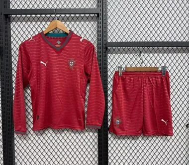 2026 Kids Portugal Home Long Sleeve Kit World Cup Cheap Football Jersey Wholesale Yupoo