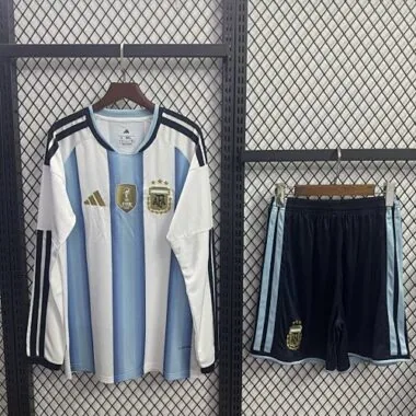 2026 Kids Argentina Home Long Sleeve Kit World Cup Cheap Football Jersey Wholesale Yupoo