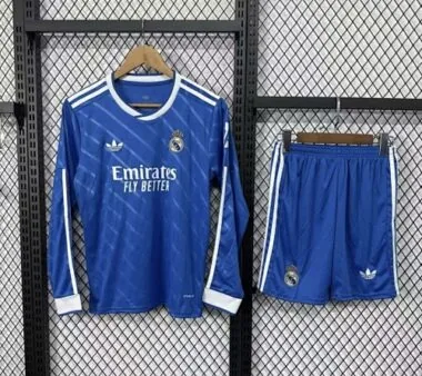 25-26 Kids Real Madrid Third Away Long Sleeve Kits Cheap Football Jersey Wholesale Yupoo