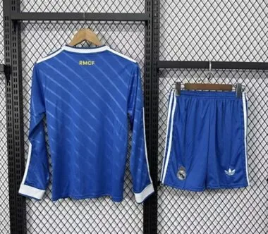 25-26 Kids Real Madrid Third Away Long Sleeve Kits Cheap Football Jersey Wholesale Yupoo