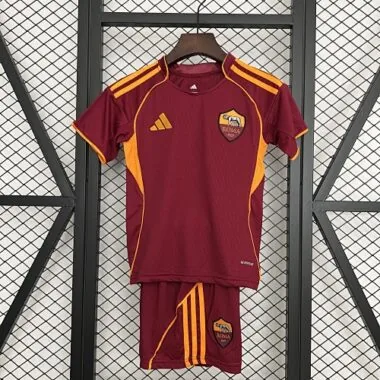 25-26 Kids AS Roma Home Kit Cheap Football Jersey Wholesale Yupoo