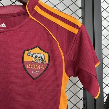 25-26 Kids AS Roma Home Kit Cheap Football Jersey Wholesale Yupoo