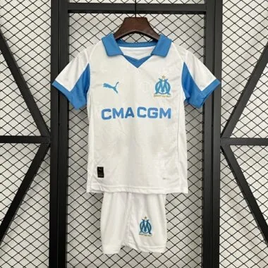 25-26 Kids Marseille Home Kit Cheap Football Jersey Wholesale Yupoo