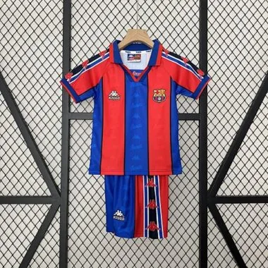 95-97 Barcelona Home Retro Kid Kits Youth Apparels