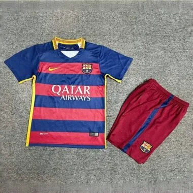 15-16 Barcelona Home Retro Kid Kits Youth Apparels
