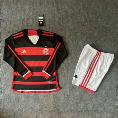 24-25 Flamengo Home Kid Kits Long Sleeve Youth Apparels
