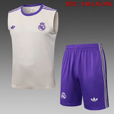 25-26 Real Madrid Sleeveless Training Kits Tracksuits Cheap Football Jersey Wholesale Yupoo