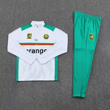 25-26 Cameroon White Football Tracksuits Long Jacket Suits Cheap Football Jersey Wholesale Yupoo