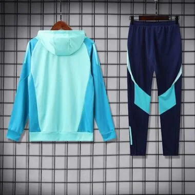 25-26 Flamengo Light Blue Football Training Kit Long Hoodie Tracksuits