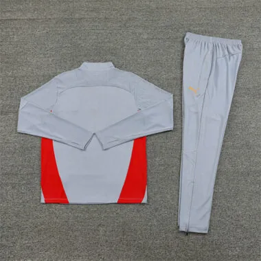 24-25 AC gray with red half zipper training tracksuit size S-2XL