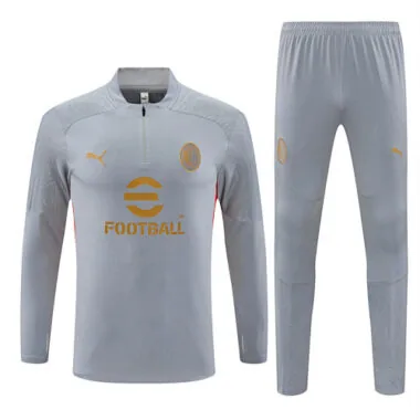 24-25 AC gray with red half zipper training tracksuit size S-2XL