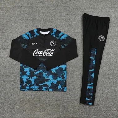 24-25 Napoli black with blue half zipper training tracksuit size S-2XL