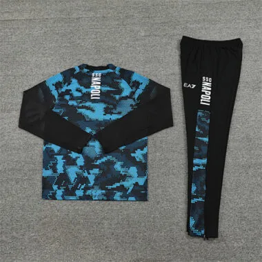 24-25 Napoli black with blue half zipper training tracksuit size S-2XL