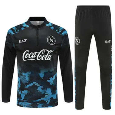 24-25 Napoli black with blue half zipper training tracksuit size S-2XL