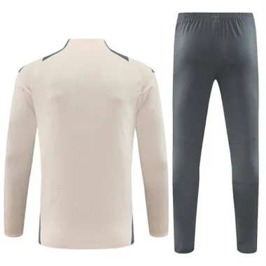 player version 24-25 Real Madrid beige with gray pullover training tracksuit