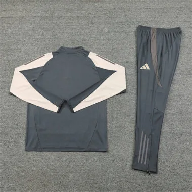 24-25 Real Madrid dark gray with beige half zipper training tracksuit