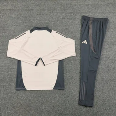 24-25 Real Madrid beige with gray half zipper training tracksuit