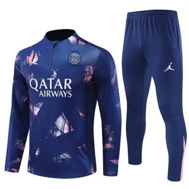 24-25 PS G navy blue with pink half zipper training tracksuit size S-2XL