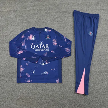 24-25 PS G navy blue with pink half zipper training tracksuit size S-2XL