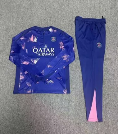 24-25 PS G navy blue with pink half zipper training tracksuit size S-2XL