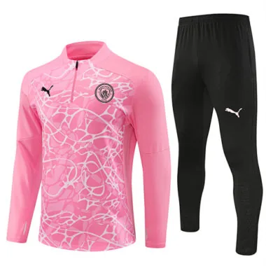 24-25 Man City pink half zipper training tracksuit size S-2XL