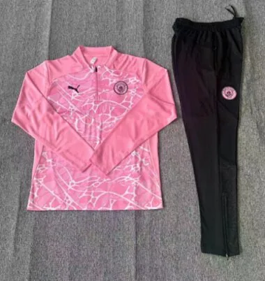 24-25 Man City pink half zipper training tracksuit size S-2XL