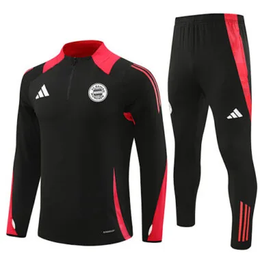 24-25 Bayern black with red half zipper training tracksuit size S-2XL