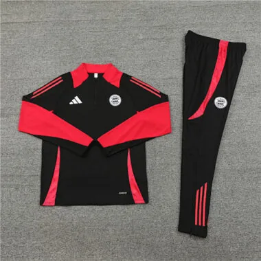 24-25 Bayern black with red half zipper training tracksuit size S-2XL