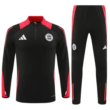24-25 Bayern black with red half zipper training tracksuit size S-2XL