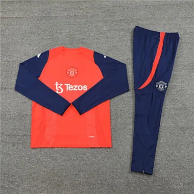 24-25 Manud orange with navy blue pullover training tracksuit size S-2XL