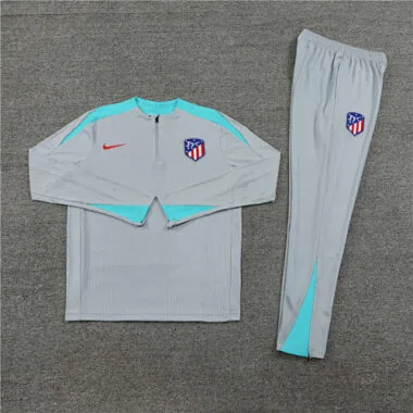 player version 24-25 ATM gray with blue half zipper training tracksuit size S-2XL