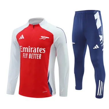 24-25 Arsenal red with white half zipper training tracksuit size S-2XL